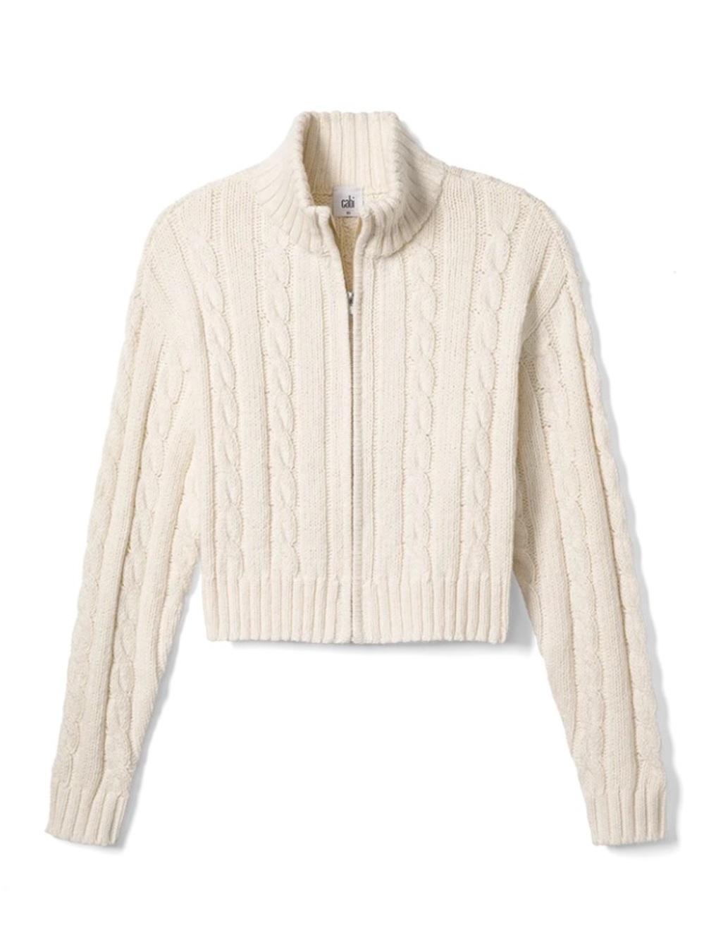 Cabi cable -Knit Zip-Front Cream Sweater Jacket